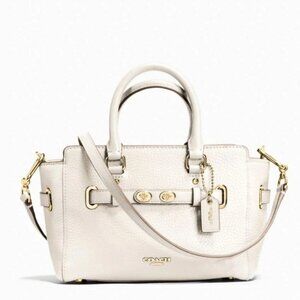 Coach Mini Blake Carryall Bubble Leather Crossbody Shoulder Bag Chalk White Gold
